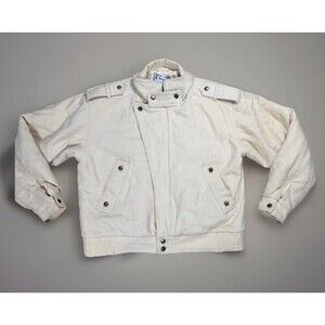 Vintage 70s L’Avion Wool Beige Bomber Top Gun Flight Jacket Mens Size Med